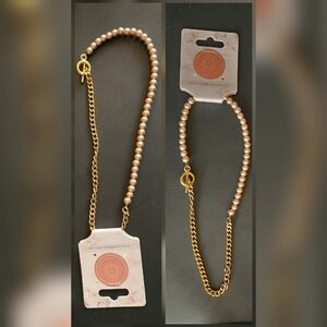 New Half Gold Chain Half Pearl Choker Necklace